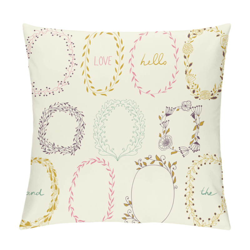 Personality  Vector Romantic Set Of Circle Floral Borders. Pillow Covers