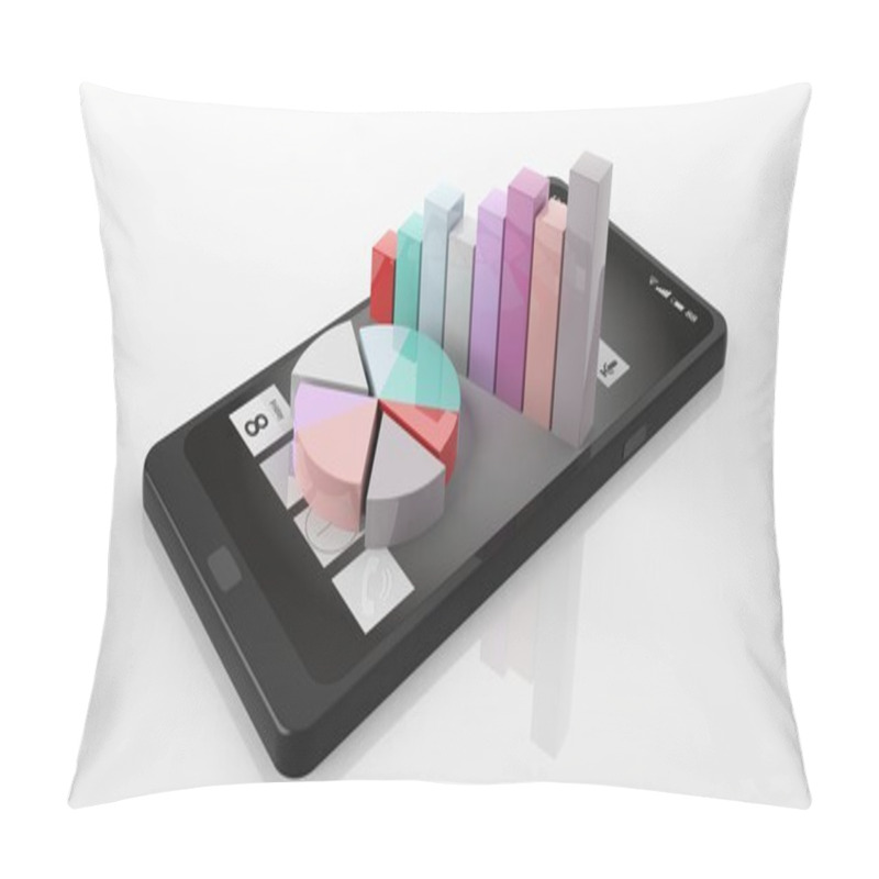 Personality  3d Rendering Bar And Pie Charts On A Smart Phone Pillow Covers