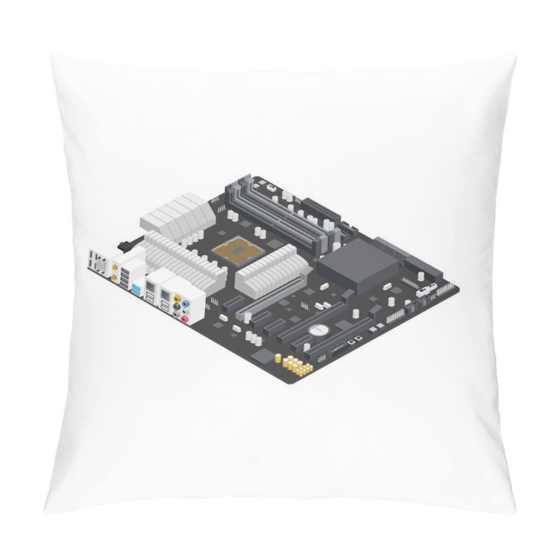 Personality  Motherboard Isometric Detailed Icon Pillow Covers