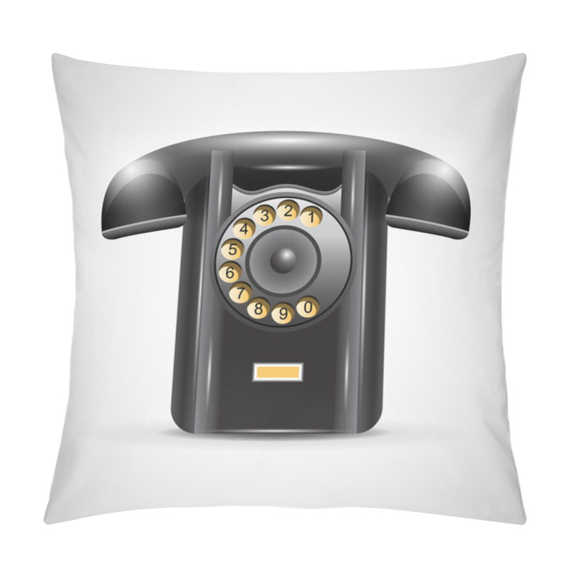 Personality  Old Black Phone On Grey Background. Vector Illustration Pillow Covers