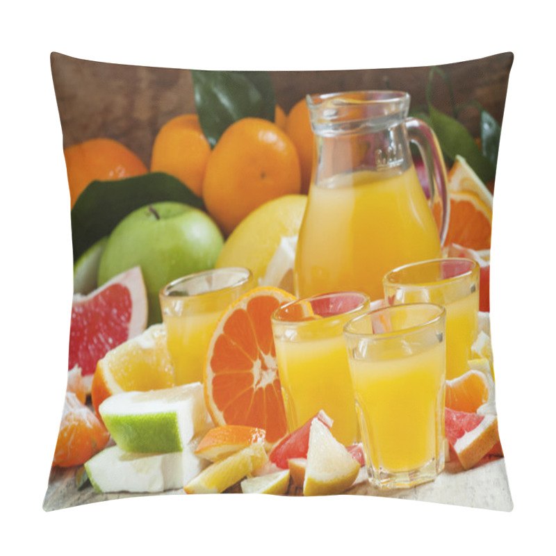 Personality  Citrus Juice From Oranges, Tangerines, Grapefruits, Lemons, Apples, Pomelo Pillow Covers