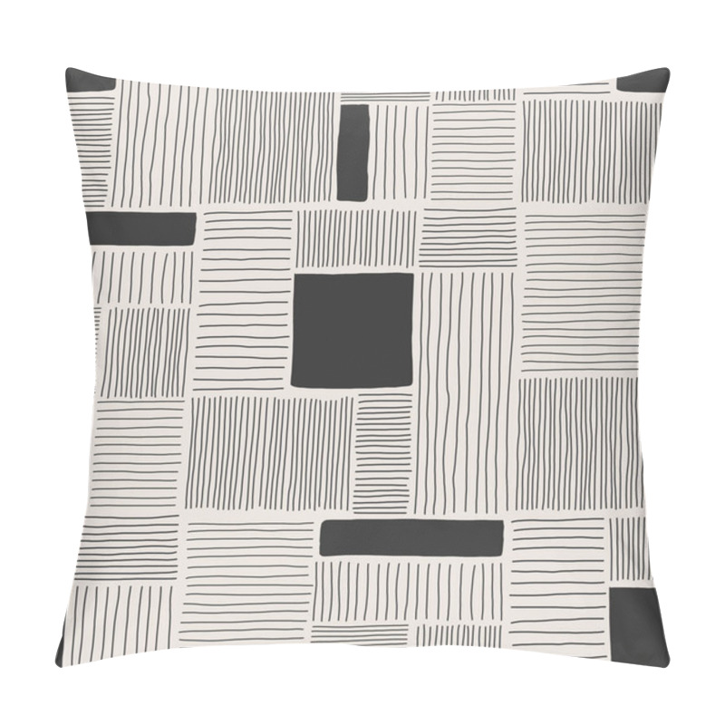 Personality  Trendy Minimalist Seamless Pattern With Abstract Creative Hand Drawn Composition Pillow Covers