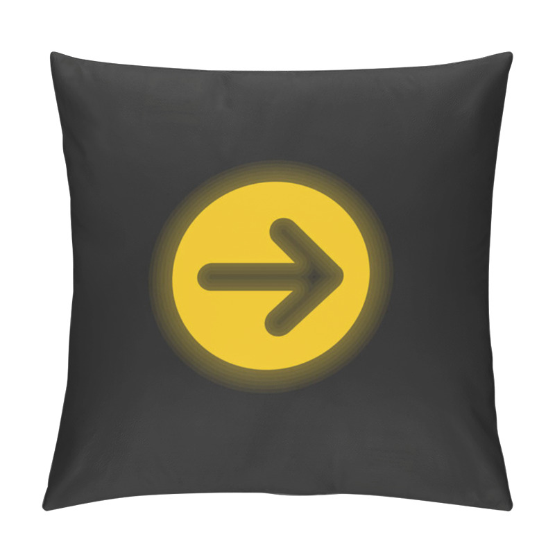 Personality  Arrow Pointing To Right In A Circle Yellow Glowing Neon Icon Pillow Covers