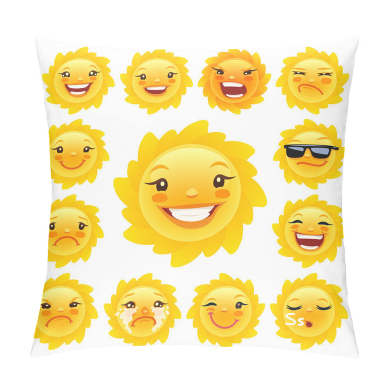 Personality  Cartoon Sun Character Emoticons Set Pillow Covers