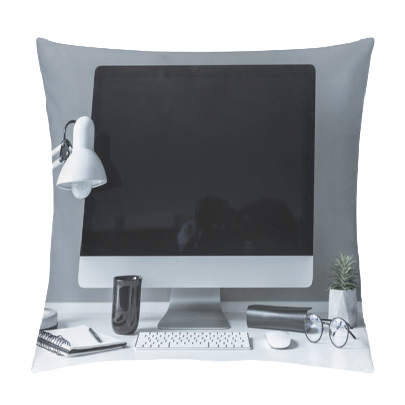 Personality  Workplace With Computer Pillow Covers