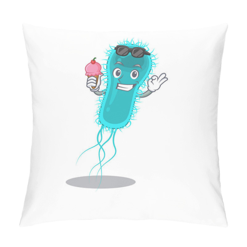 Personality  Cartoon Design Concept Of Escherichia Coli Bacteria Having An Ice Cream Pillow Covers