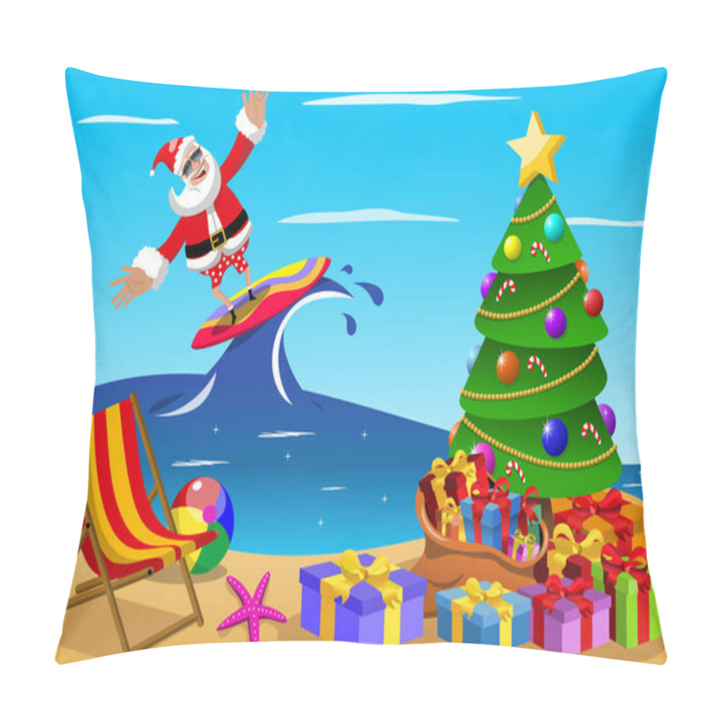 Personality  Santa Claus Surfing Xmas Time Pillow Covers