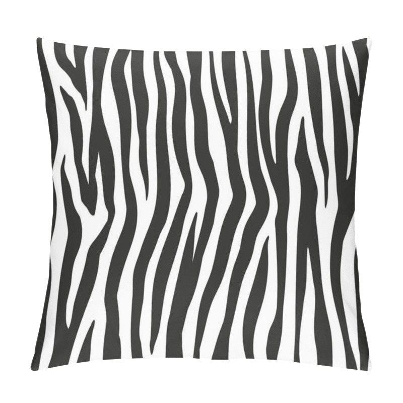 Personality  Zebra Stripes Seamless Pattern. Tiger Stripes Skin Print Design. Wild Animal Hide Artwork Background. Black And White Vector Illustration Pillow Covers