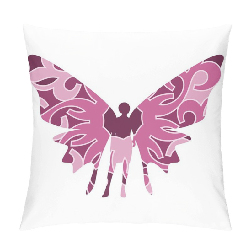 Personality  Illustration Of Woman Butterfly Pillow Covers