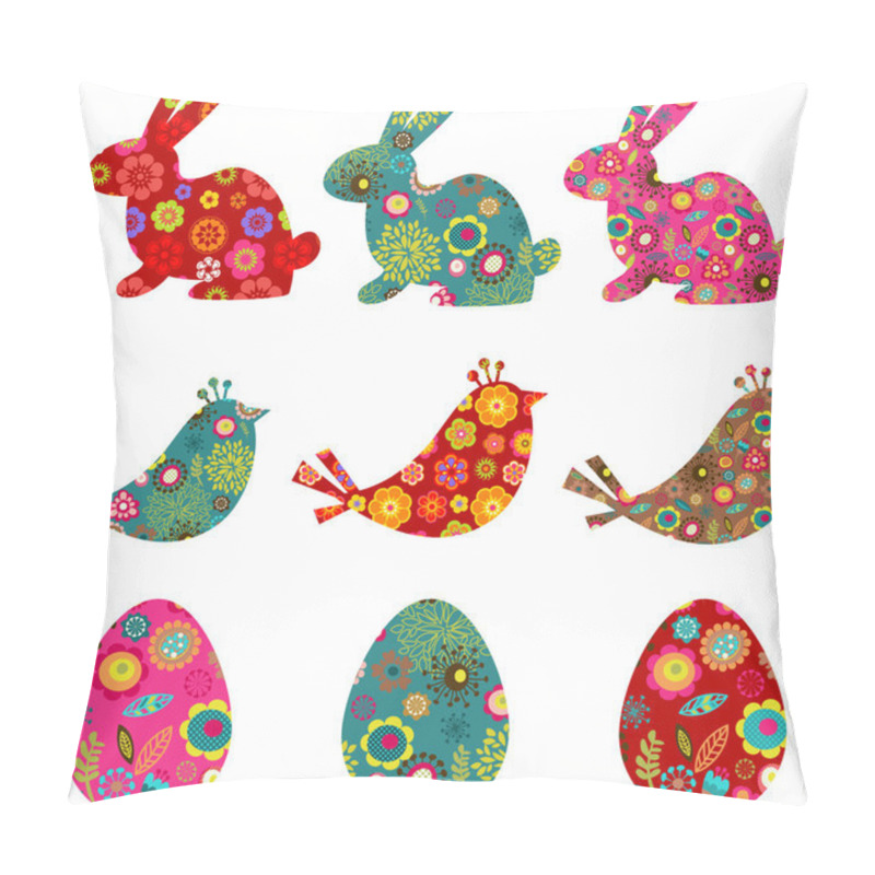 Personality  Patterned Bunnies, Birds And Eggs Pillow Covers