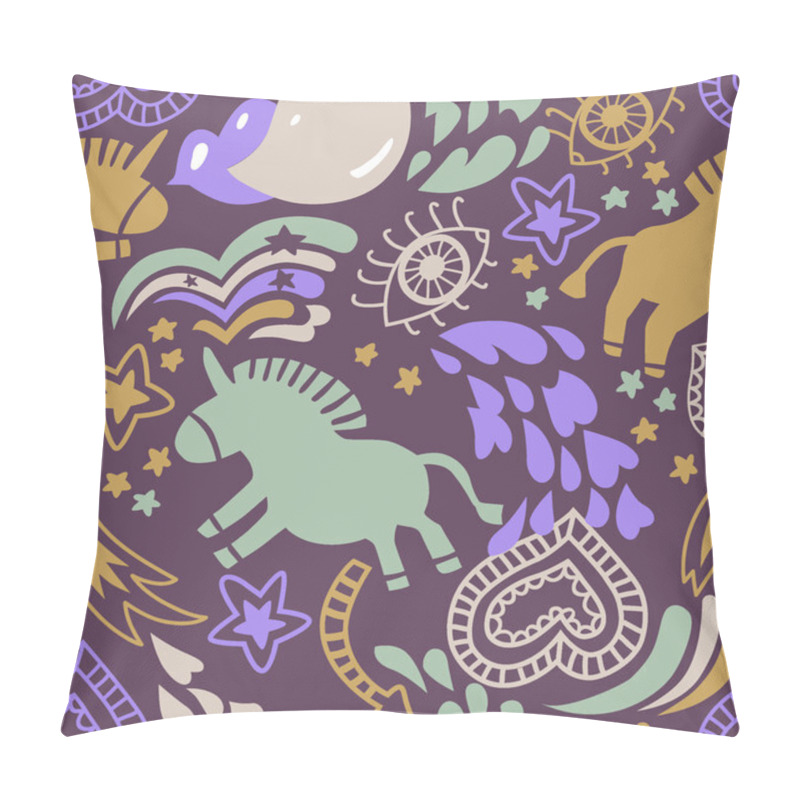 Personality  Seamless Violet  Unicorns Pattern Pillow Covers