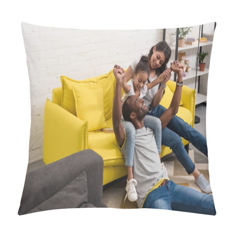 Personality  Happy African American Family Spending Time Together At Home And Having Fun Pillow Covers