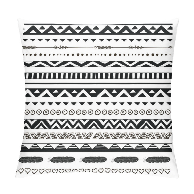 Personality  Vector Black Abstract Tribal Seamless Pattern Borders Pillow Covers