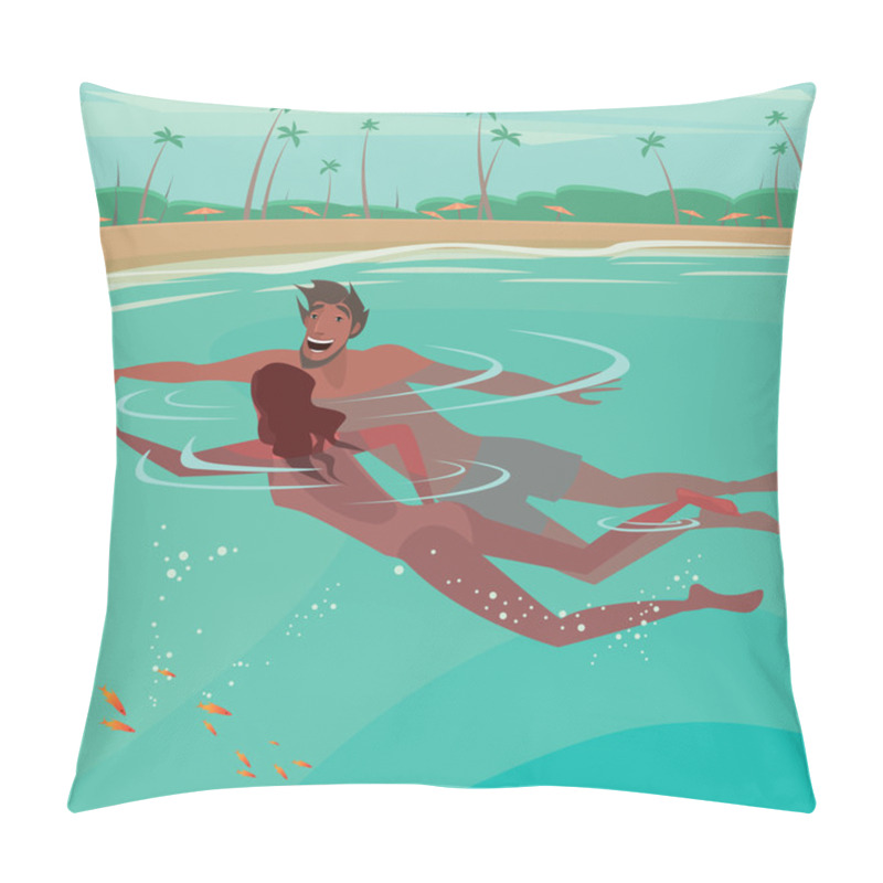 Personality  Couple Swimming In The Ocean Pillow Covers