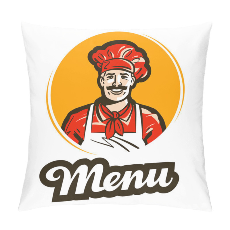 Personality  Menu Vector Logo. Restaurant, Cafe Or Cook, Chef Icon Pillow Covers