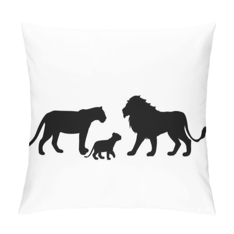 Personality  Lions Family Predator Black Silhouette Animal Pillow Covers