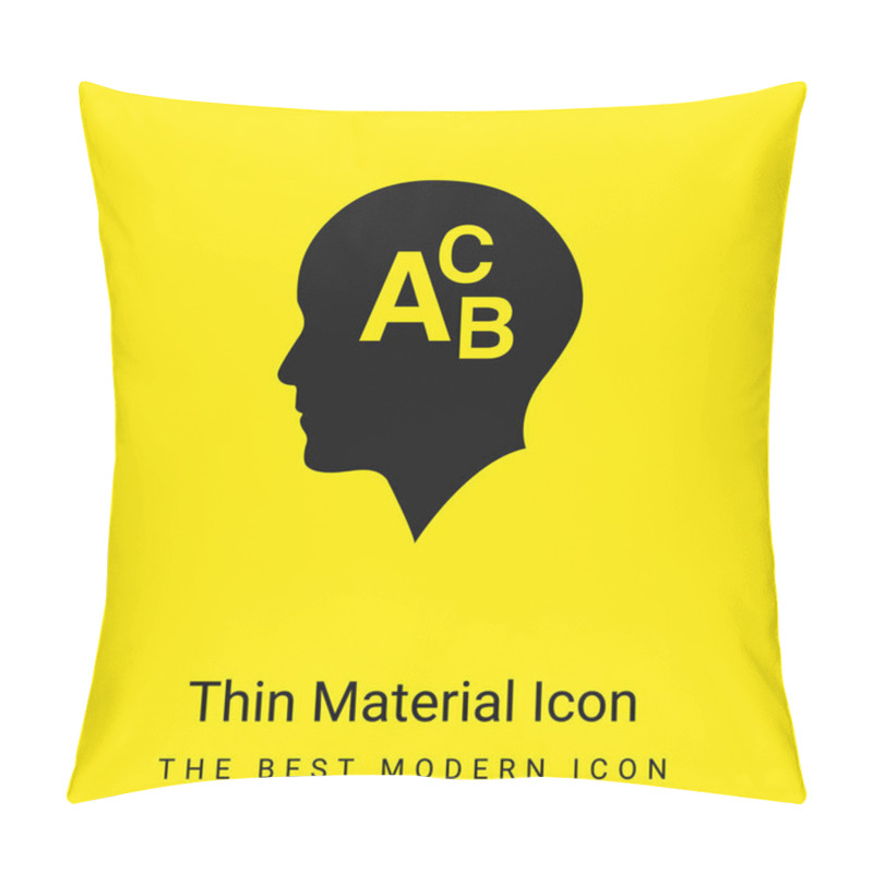 Personality  Bald Head With Alphabet Letters ABC Minimal Bright Yellow Material Icon Pillow Covers