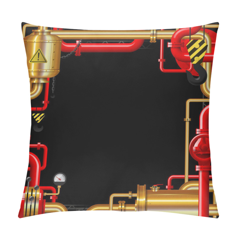 Personality  Red And Gold Gas Pipes On Black Pillow Covers