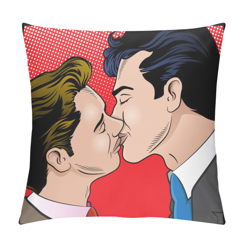 Personality  Pop Art Style Gay Men Kissing Pillow Covers