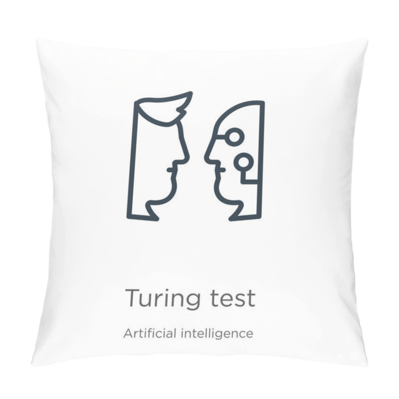 Personality  Turing Test Icon. Thin Linear Turing Test Outline Icon Isolated On White Background From Artificial Intelligence Collection. Line Vector Sign, Symbol For Web And Mobile Pillow Covers