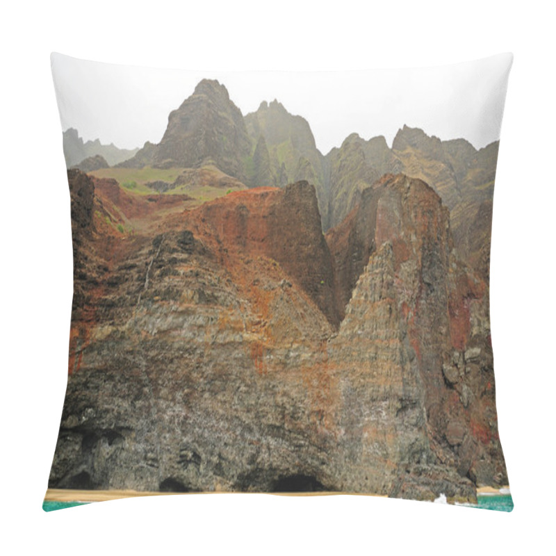 Personality  The Cliff Of The Na Pali Coast In The Fog Pillow Covers