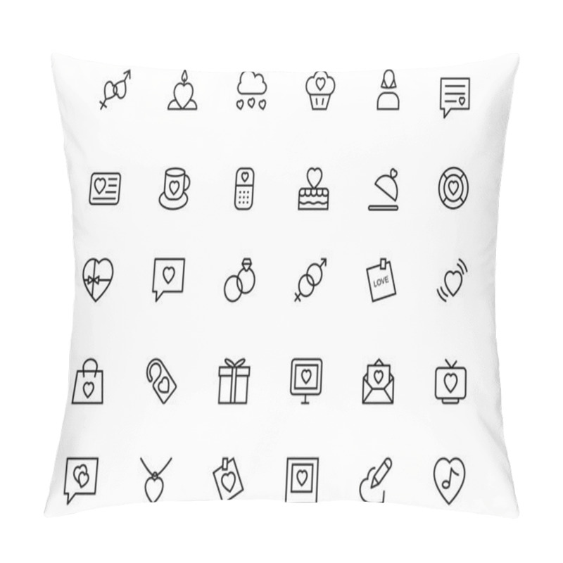 Personality  Love And Romance Vector Line Icons 2 Pillow Covers