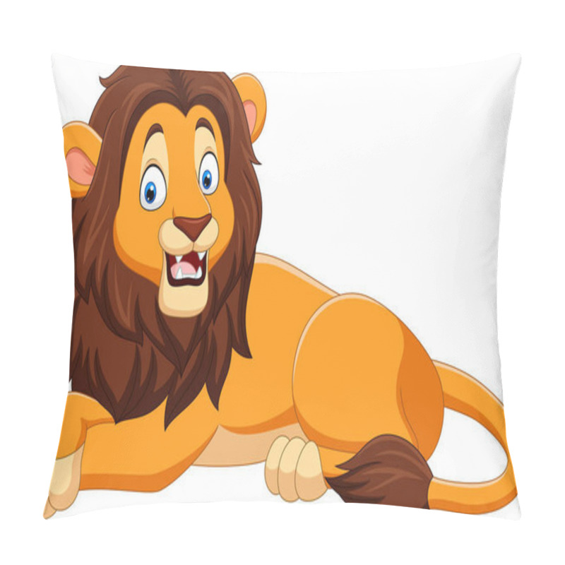 Personality  Vector Illustration Of Cartoon Happy Lion On White Background Pillow Covers