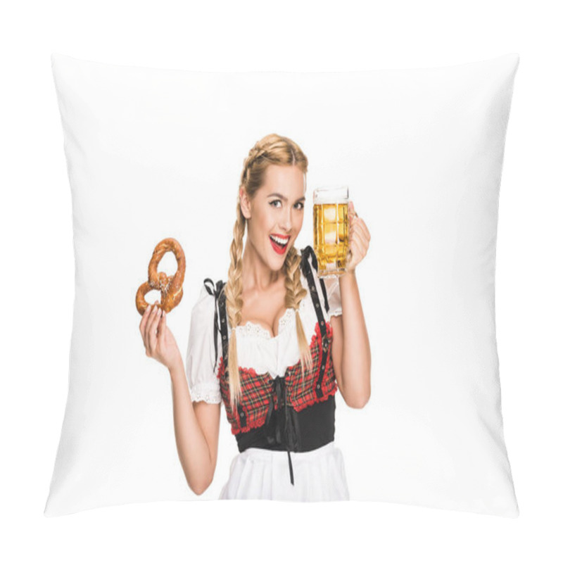 Personality  German Girl With Beer And Pretzel Pillow Covers