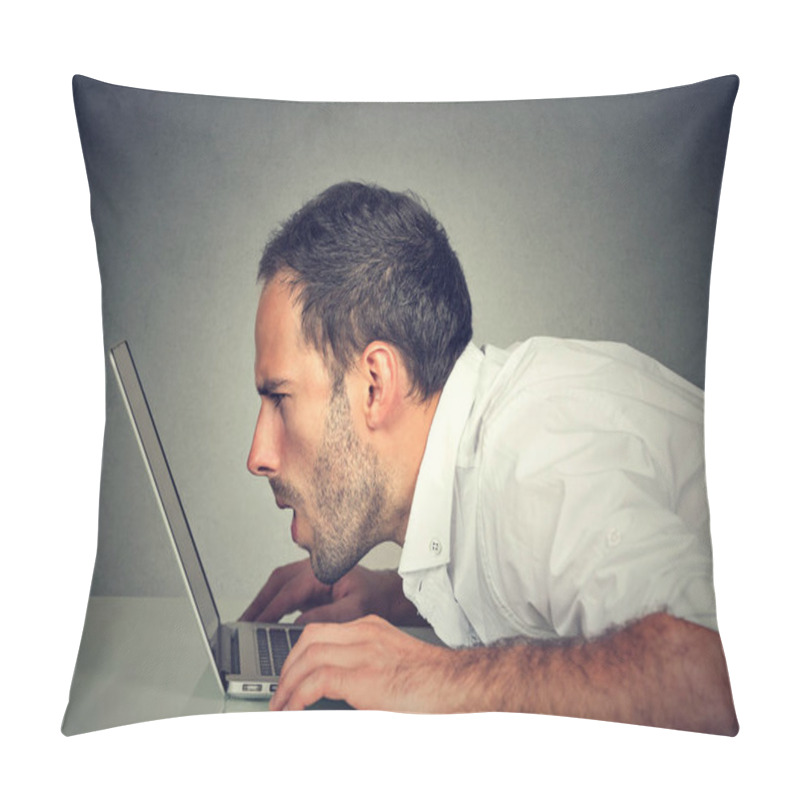 Personality  Man With Vision Problems Using Computer Reading Email Browsing Internet   Pillow Covers