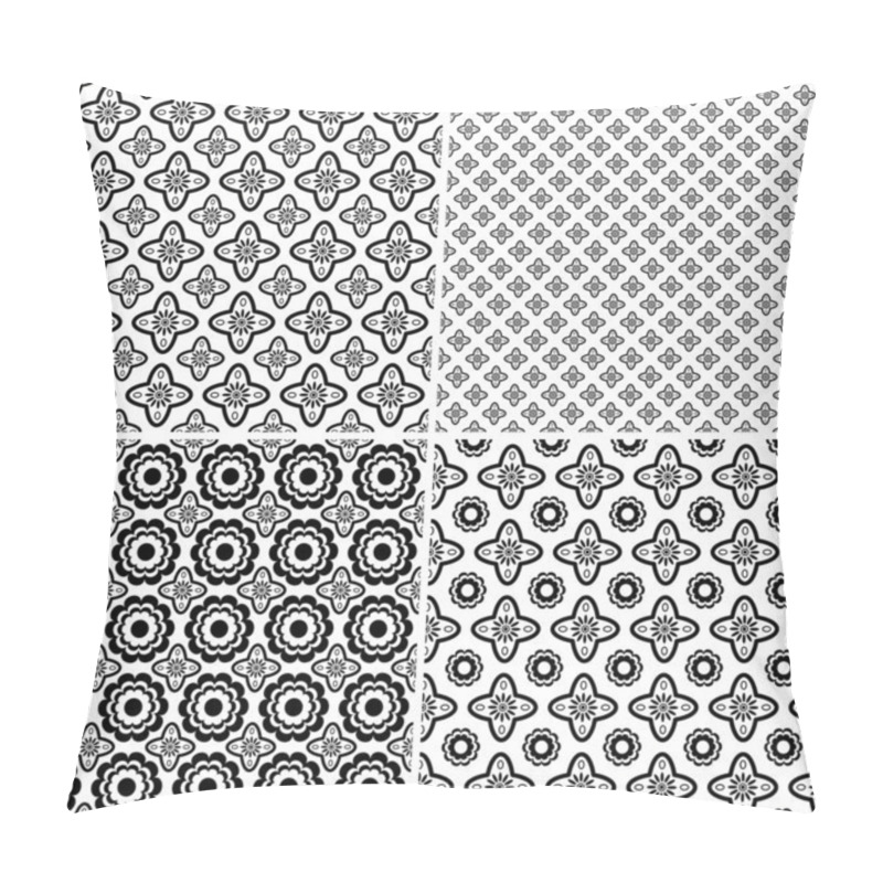 Personality  Set Of Seamless Black And White Patterns. Pillow Covers