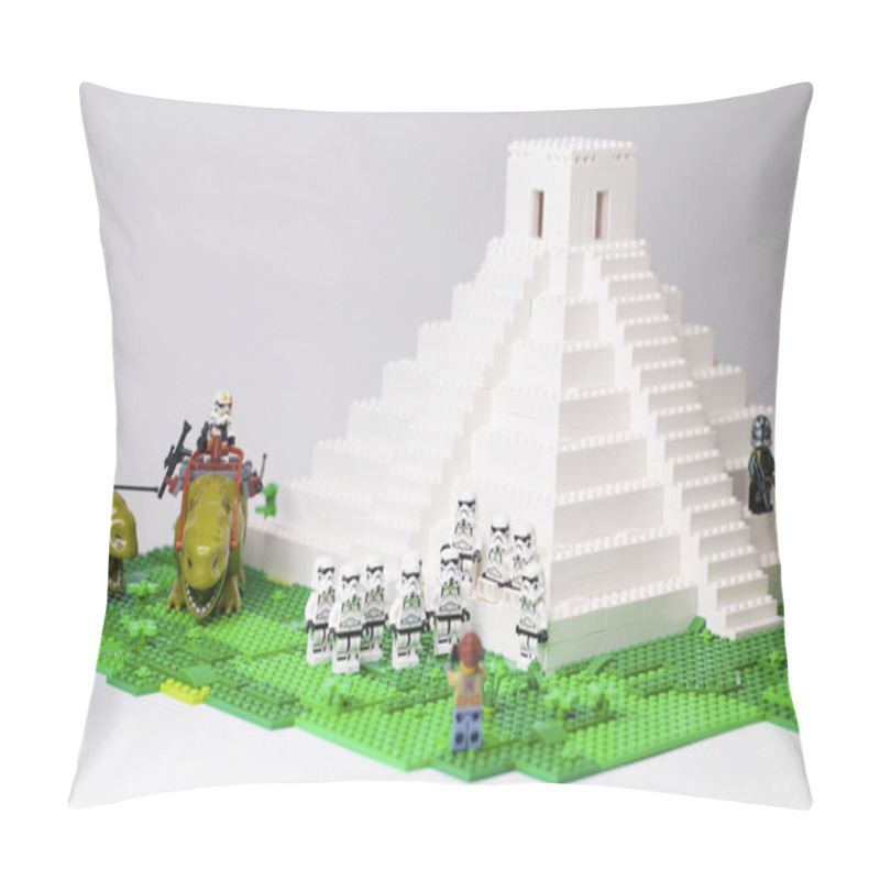 Personality  RUSSIA, April 05, 2019. Constructor Lego Classic Homemade Travel Pillow Covers