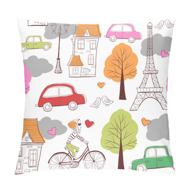 Personality  Paris Seamless Pattern Pillow Covers