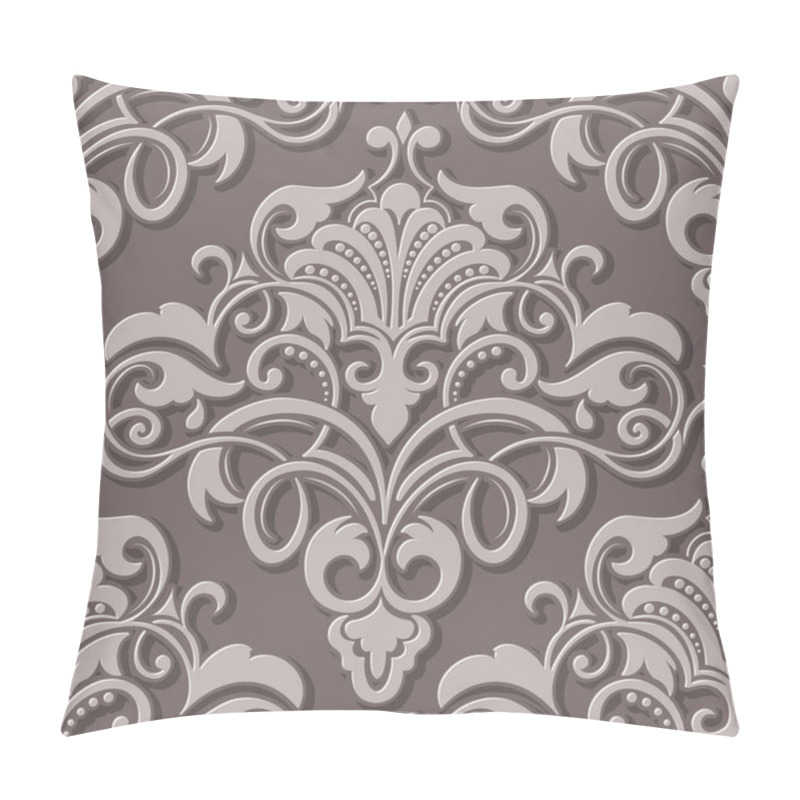 Personality  Vector Volumetric Damask Seamless Pattern Element. Elegant Luxury Embossed Texture For Wallpapers, Backgrounds And Page Fill. 3D Elements With Shadows And Highlights Pillow Covers