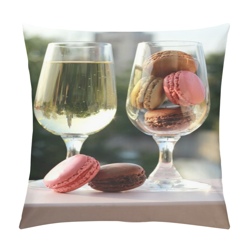 Personality  Two Glasses Of French Macarons And Champagne Pillow Covers