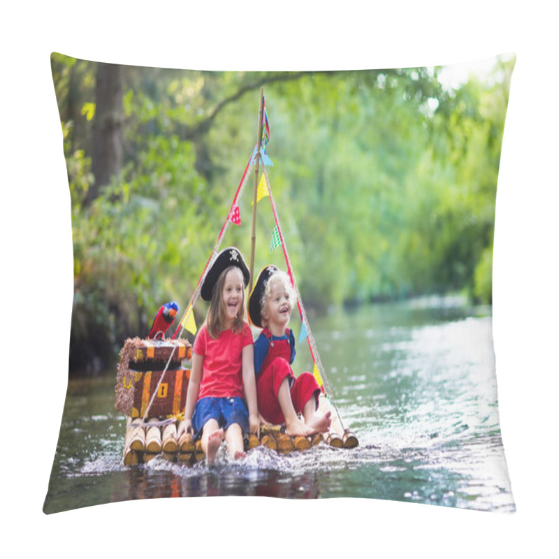 Personality  Kids Playing Pirate Adventure On Wooden Raft Pillow Covers