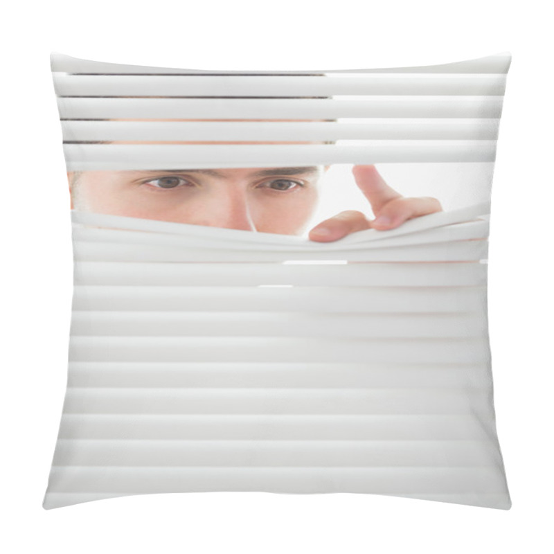 Personality  Serious Male Eyes Spying Through Roller Blind Pillow Covers