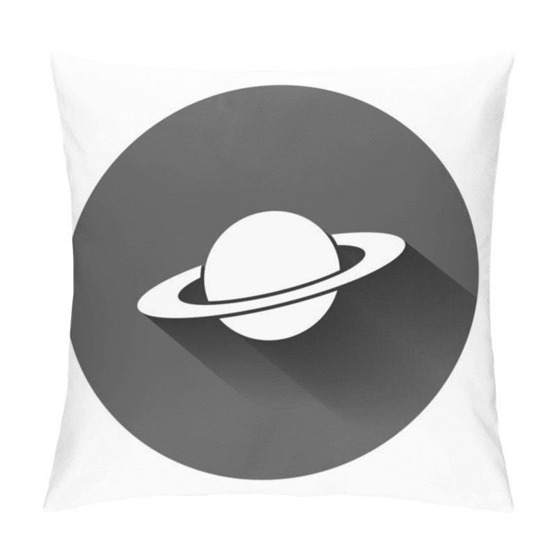 Personality  Saturn Icon In Flat Style. Planet Vector Illustration On Black R Pillow Covers