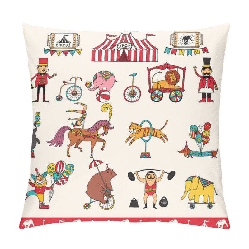 Personality  Set Of Hand-drawn Icons On A Circus Theme. Pillow Covers