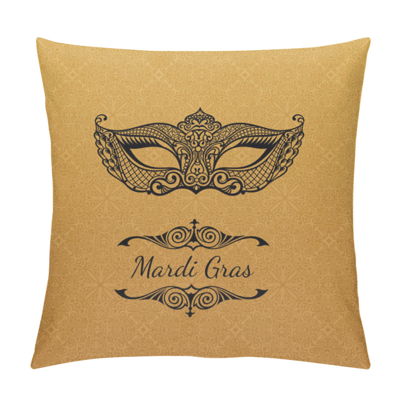 Personality  Beautiful Mask Of Lace. Mardi Gras Vector Background Pillow Covers