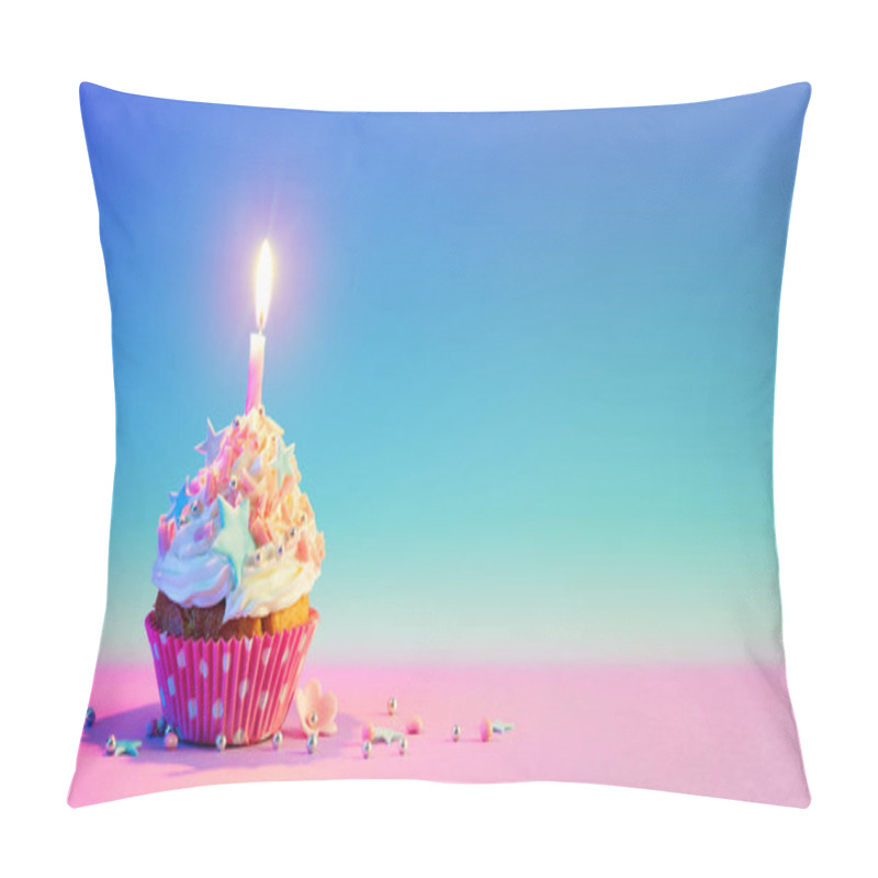 Personality  Birthday Cupcake With One Candle Pillow Covers