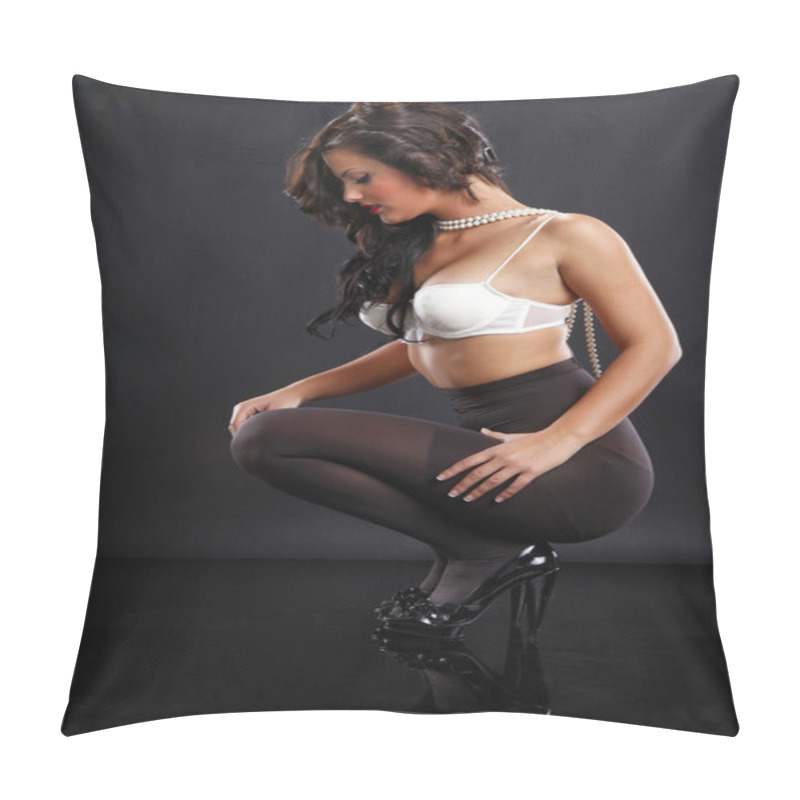 Personality  Cute Brunette In Pantyhose Pillow Covers