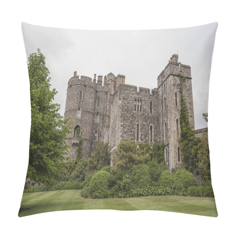 Personality  WINDSOR, ENGLAND -MAY, 24 2018: Windsor Castle, Built In The 11th Century, Is   The Residence Of The British Royal Family At Windsor In The English County Of Berkshire, United Kingdom   Pillow Covers