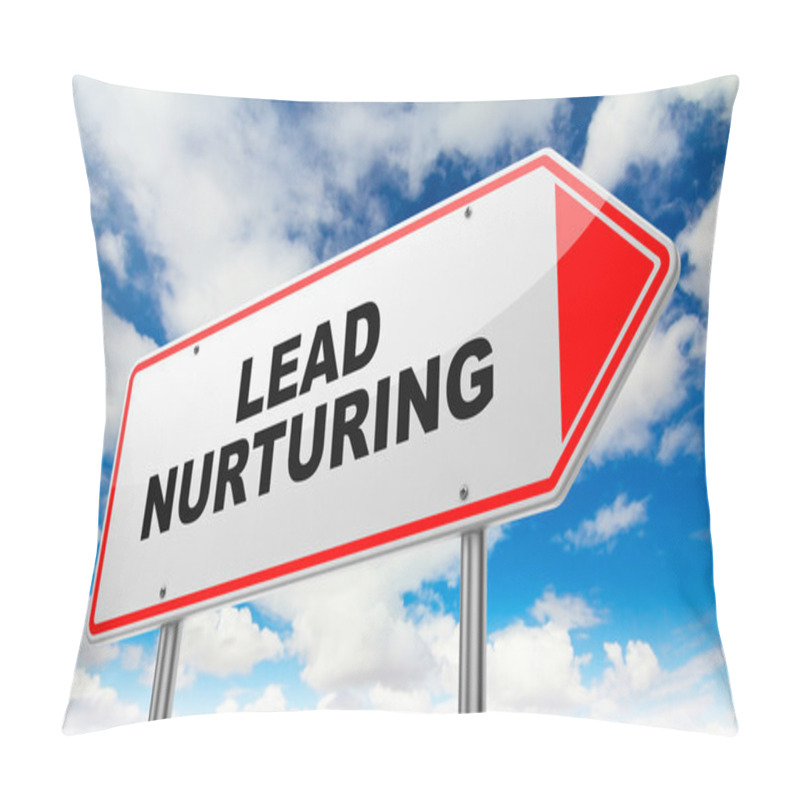 Personality  Lead Nurturing On Red Road Sign. Pillow Covers