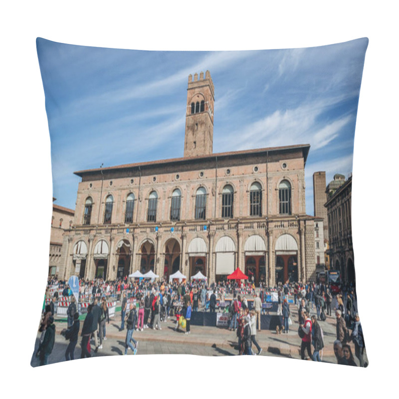 Personality  Bologna, Italy - October 6, 2024: Piazza Maggiore, A Central Square In Bologna, Region Of Emilia-Romagna, Italy Pillow Covers