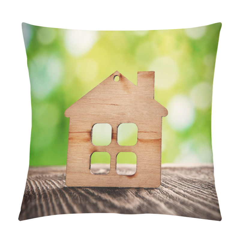 Personality  Wooden House Symbol On Nature Background Pillow Covers