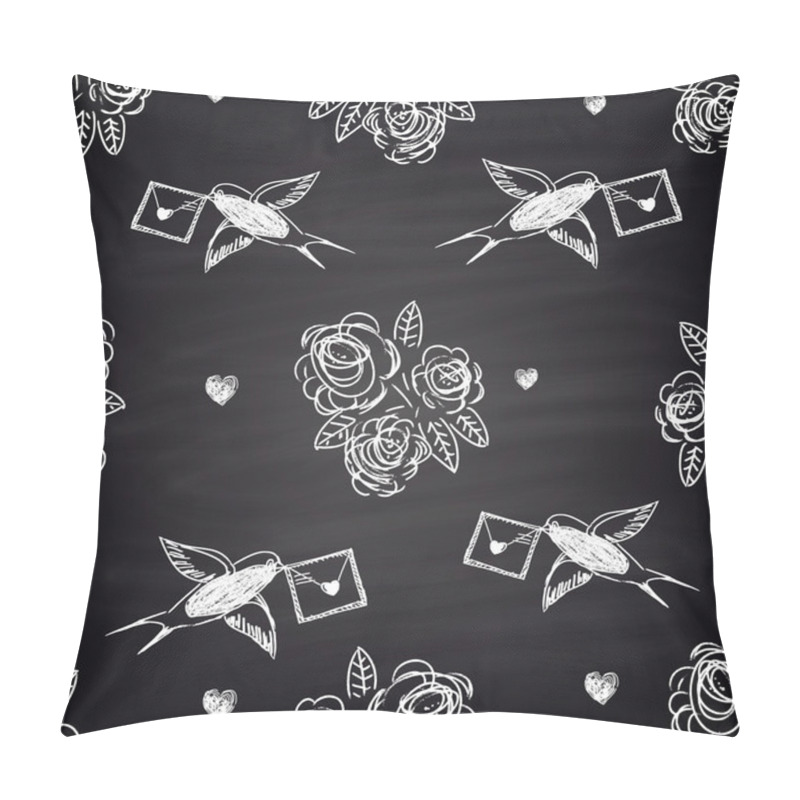 Personality  Pattern With Roses, Valentines And Swallows Pillow Covers