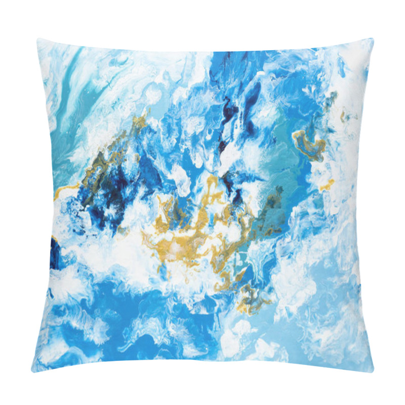 Personality  Blue Creative Abstract Hand Painted Background, Marble Texture, Acrylic Painting On Canvas With Brush Strokes. Modern Art. Contemporary Art.  Pillow Covers