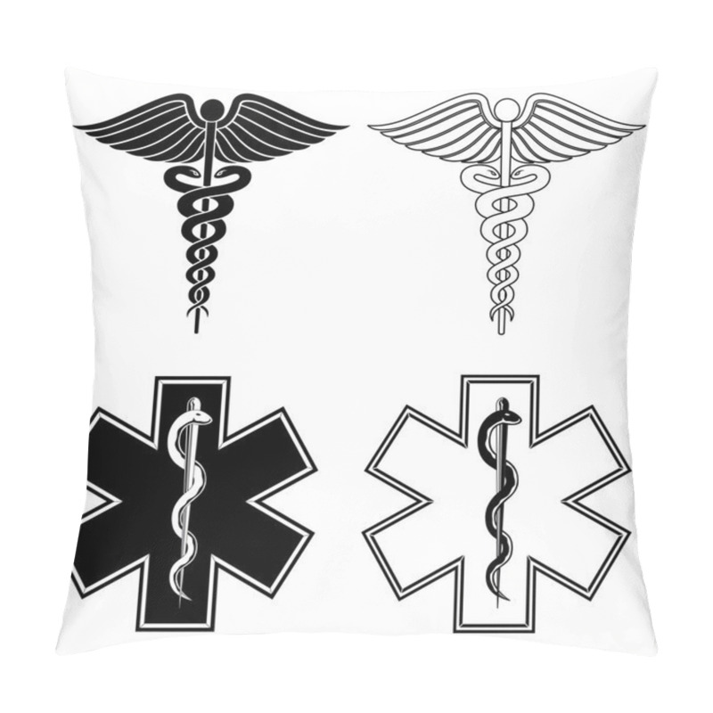 Personality  Caduceus And Star Of Life Medical Symbols Pillow Covers