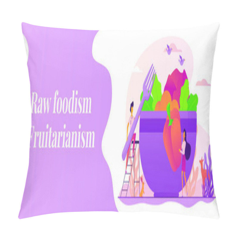 Personality  Raw Veganism Web Banner Concept. Pillow Covers