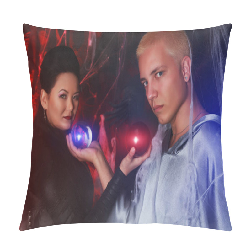 Personality  Halloween Dark Couple With Magic Balls Pillow Covers